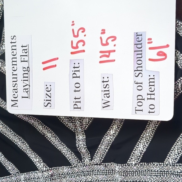 Blondie Nites Open Back Black Embellished Formal Prom Evening Gown size 11 - Picture 9 of 11